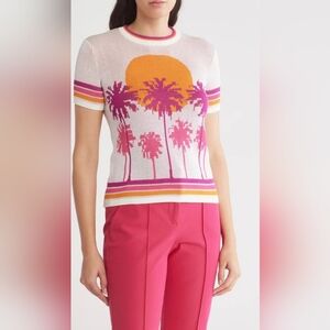 SIZE S. TRINA TURK  Tropical Sunset Knit Top